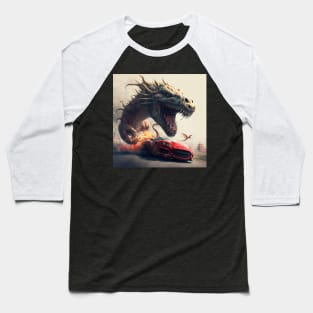 Dragon chasing  a red sportscar Baseball T-Shirt